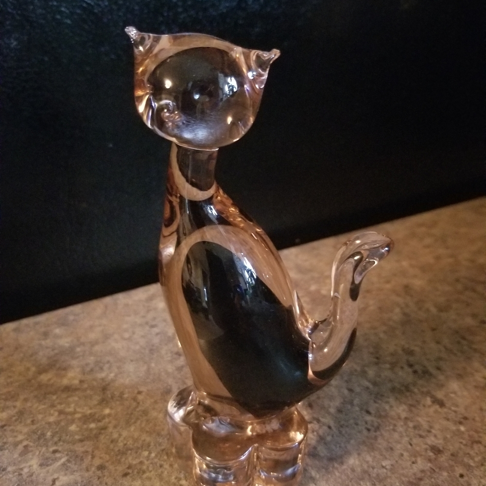 Vintage blown glass art cat
